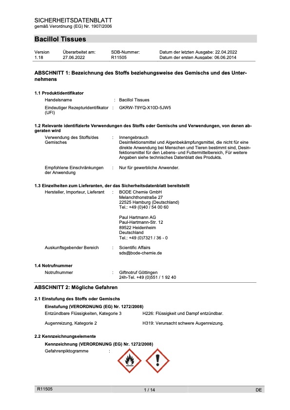 Bacillol Tissues